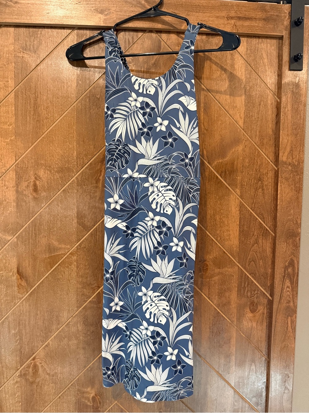 Kyodan Navy and White Tropical Print Dress